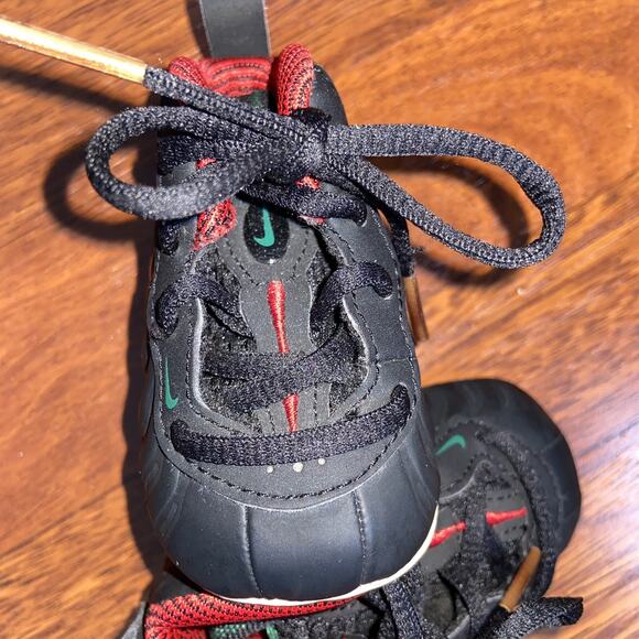 Nike Little Posite Pro Crib Foamposite Black Red Sneakers Baby Size 1 - Picture 5 of 5